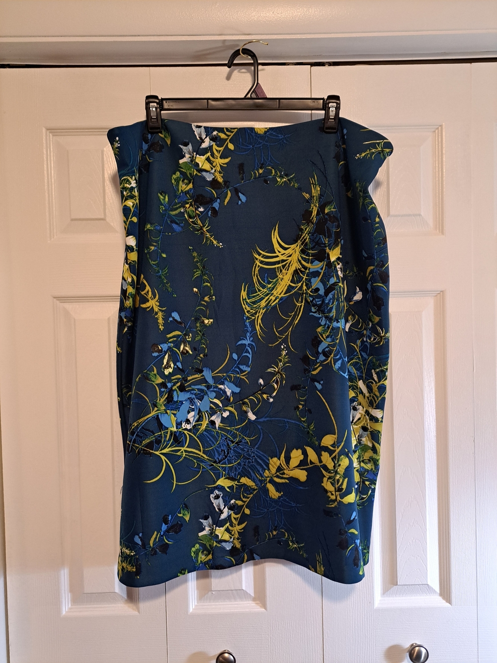 Worthington Teal Skirt with Blue and Yellow Floral Accents